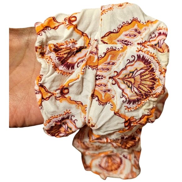 Womens Boho Style Orange & White Patterned Shorts With Side Ties Lightweight & C - Picture 6 of 8